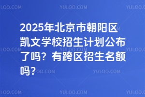 2025年北京市朝陽區(qū)凱文學(xué)校招生計(jì)劃公布了嗎？有跨區(qū)招生名額嗎？