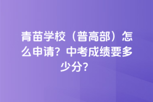 青苗學(xué)校(普高部)怎么申請？中考成績要多少分？