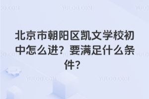 北京市朝陽區凱文學校初中怎么進?要滿足什么條件?