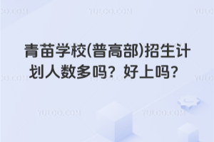 青苗學校(普高部)招生計劃人數多嗎？好上嗎？