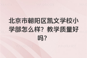 北京市朝陽區(qū)凱文學(xué)校小學(xué)部怎么樣？教學(xué)質(zhì)量好嗎？