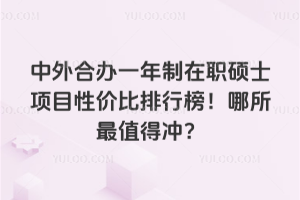 中外合辦一年制在職碩士項目性價比排行榜!哪所最值得沖?