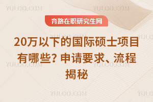 20萬以下的國際碩士項目有哪些?申請要求、流程揭秘
