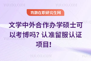 文學(xué)中外合作辦學(xué)碩士可以考博嗎?認(rèn)準(zhǔn)留服認(rèn)證項(xiàng)目!