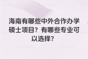 海南有哪些中外合作辦學碩士項目?有哪些專業可以選擇?
